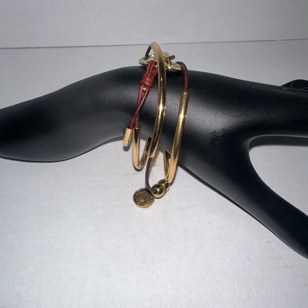 Lizzy James: Gold Tone and Brown Mixed-Material Women's Bracelet Set